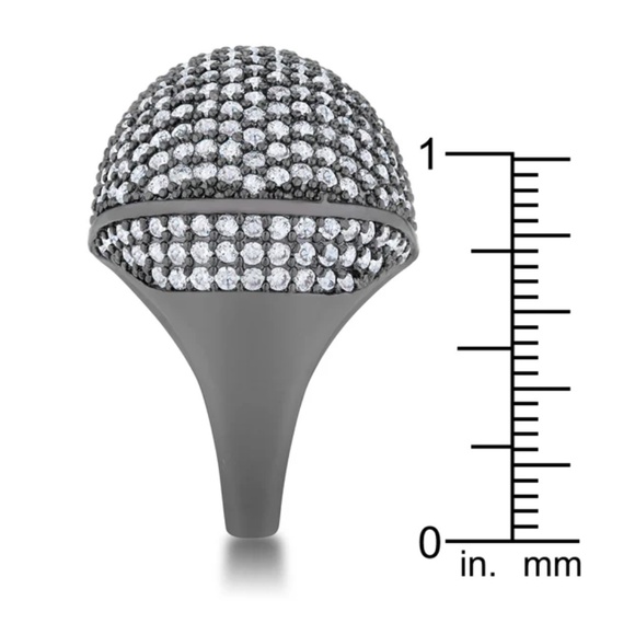 Dara 4.75ct CZ Hematite Dome Cocktail Ring - Picture 4 of 5